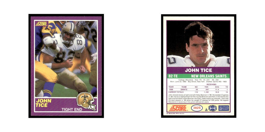1989 Score Supplemental John Tice Saints #382S