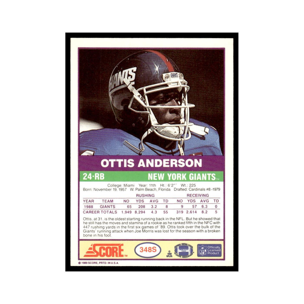 1989 Score Supplemental Ottis Anderson Giants #348S