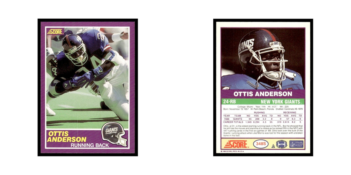1989 Score Supplemental Ottis Anderson Giants #348S