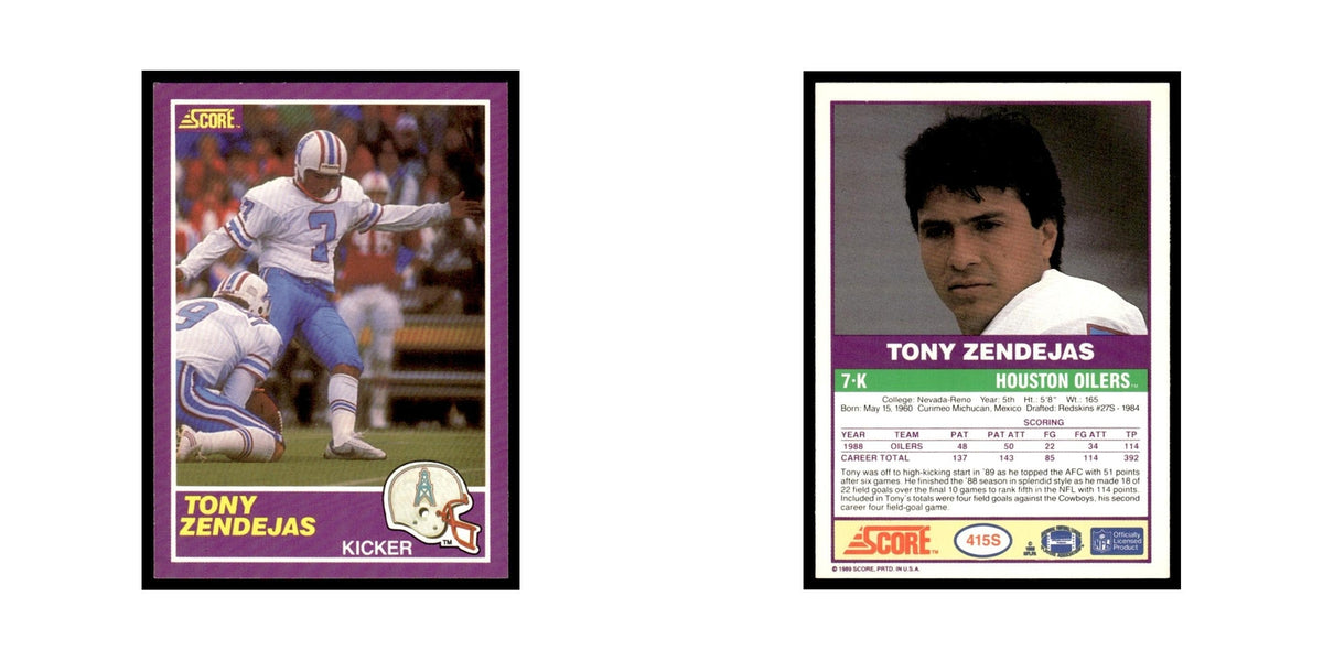 1989 Score Supplemental Tony Zendejas Houston Oilers #415S