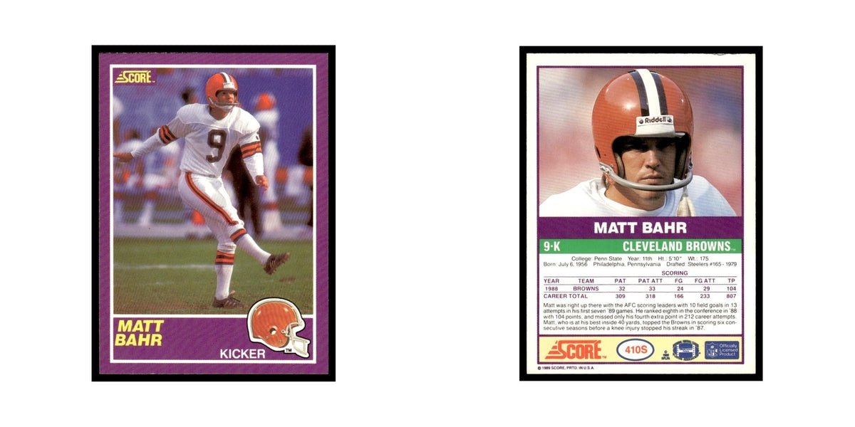 1989 Score Supplemental Matt Bahr Browns #410S