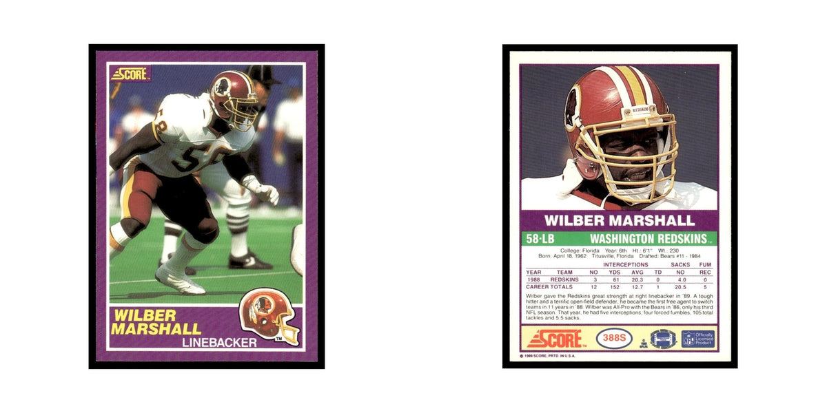 1989 Score Supplemental Wilber Marshall Redskins #388S