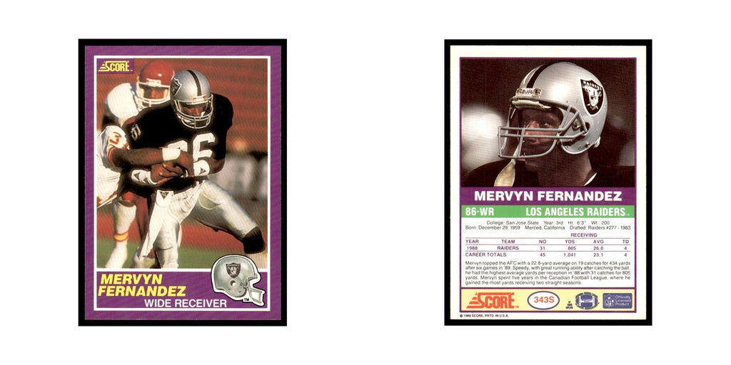 1989 Score Supplemental Mervyn Fernandez Los Angeles Raiders #343S