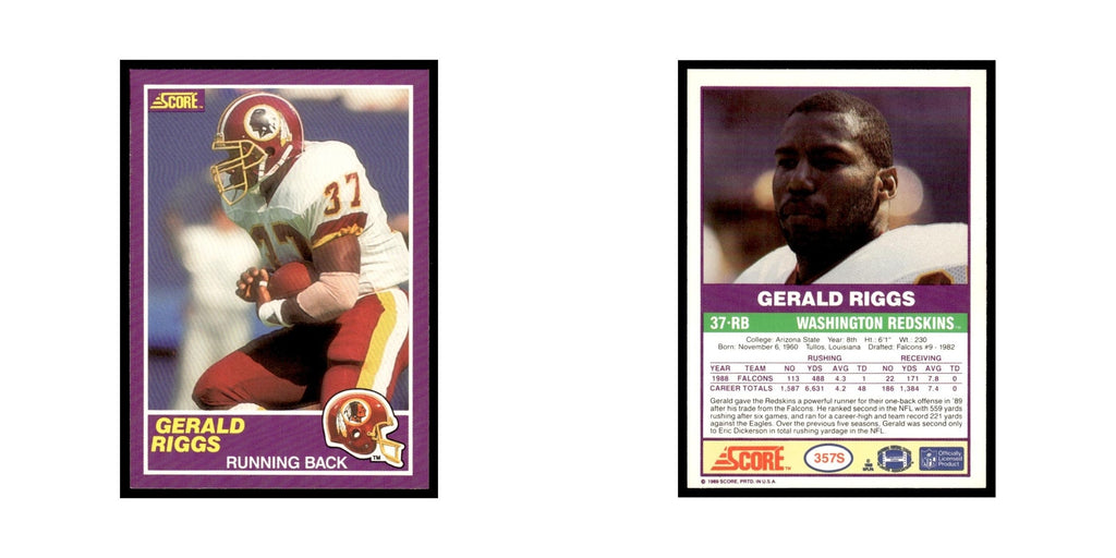 1989 Score Supplemental Gerald Riggs Redskins #357S