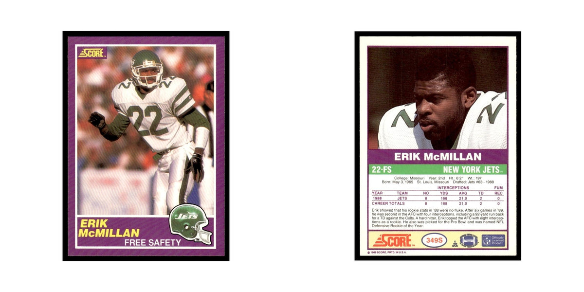 1989 Score Supplemental Erik McMillan Jets #349S
