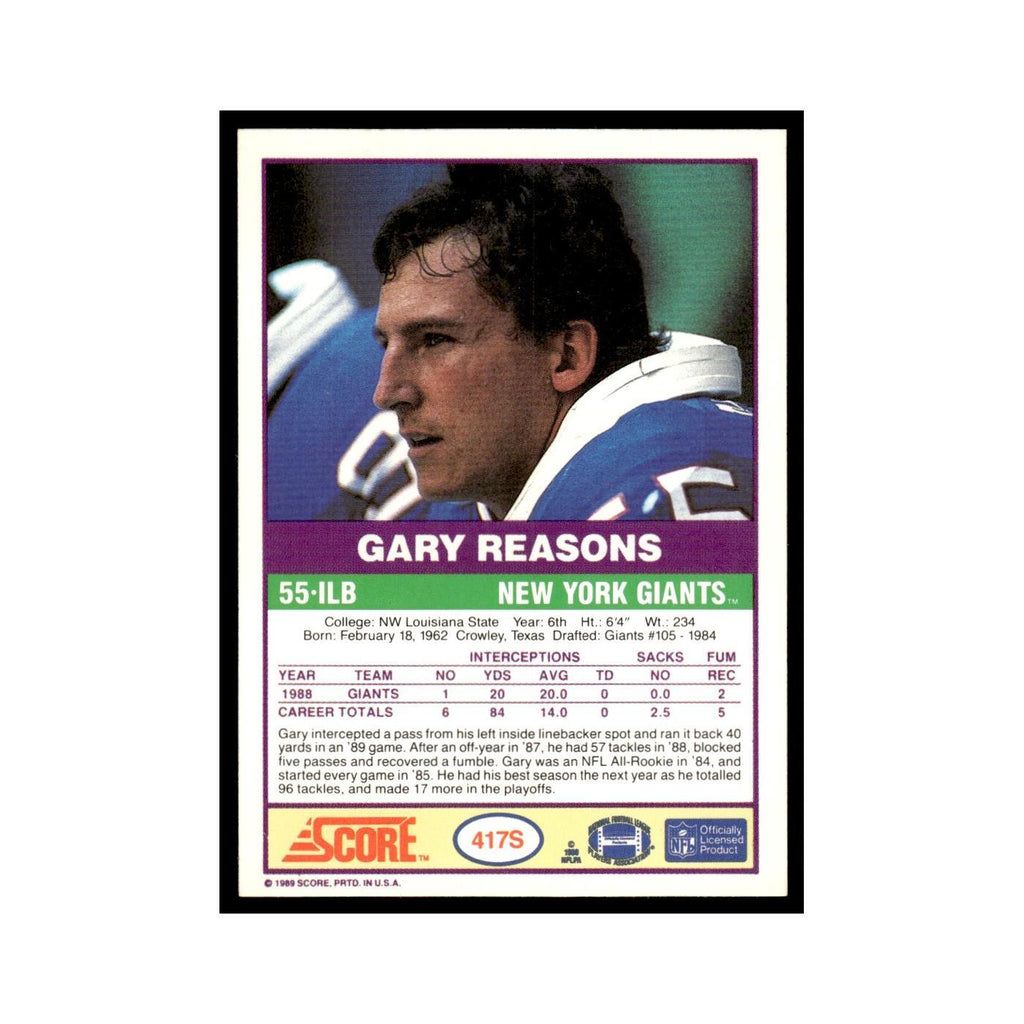 1989 Score Supplemental Gary Reasons Giants #417S