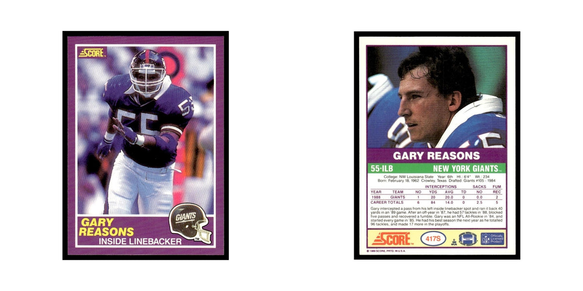 1989 Score Supplemental Gary Reasons Giants #417S