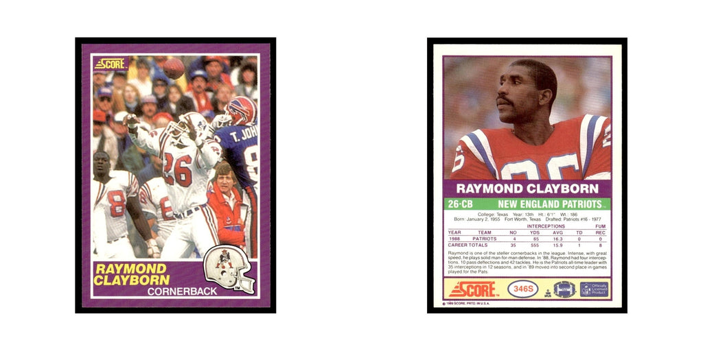 1989 Score Supplemental Raymond Clayborn Patriots #346S