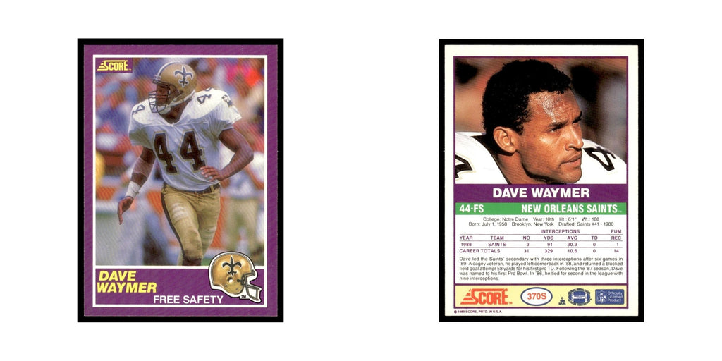 1989 Score Supplemental Dave Waymer Saints #370S