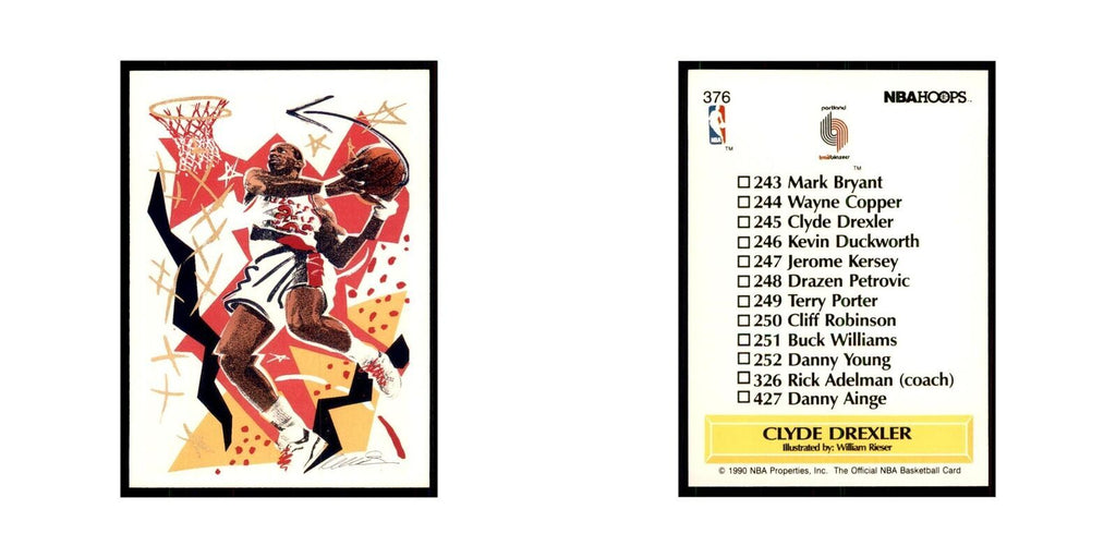 1990 NBA Hoops Clyde Drexler Basketball Cards #376