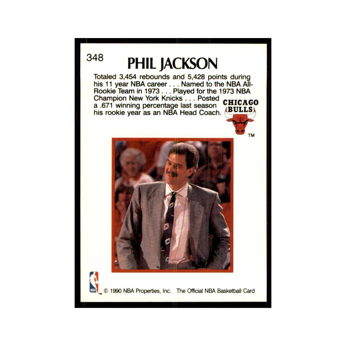 1990 NBA Hoops Phil Jackson Basketball Cards #348