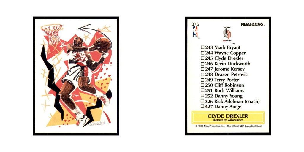 1990 NBA Hoops Clyde Drexler Basketball Cards #376