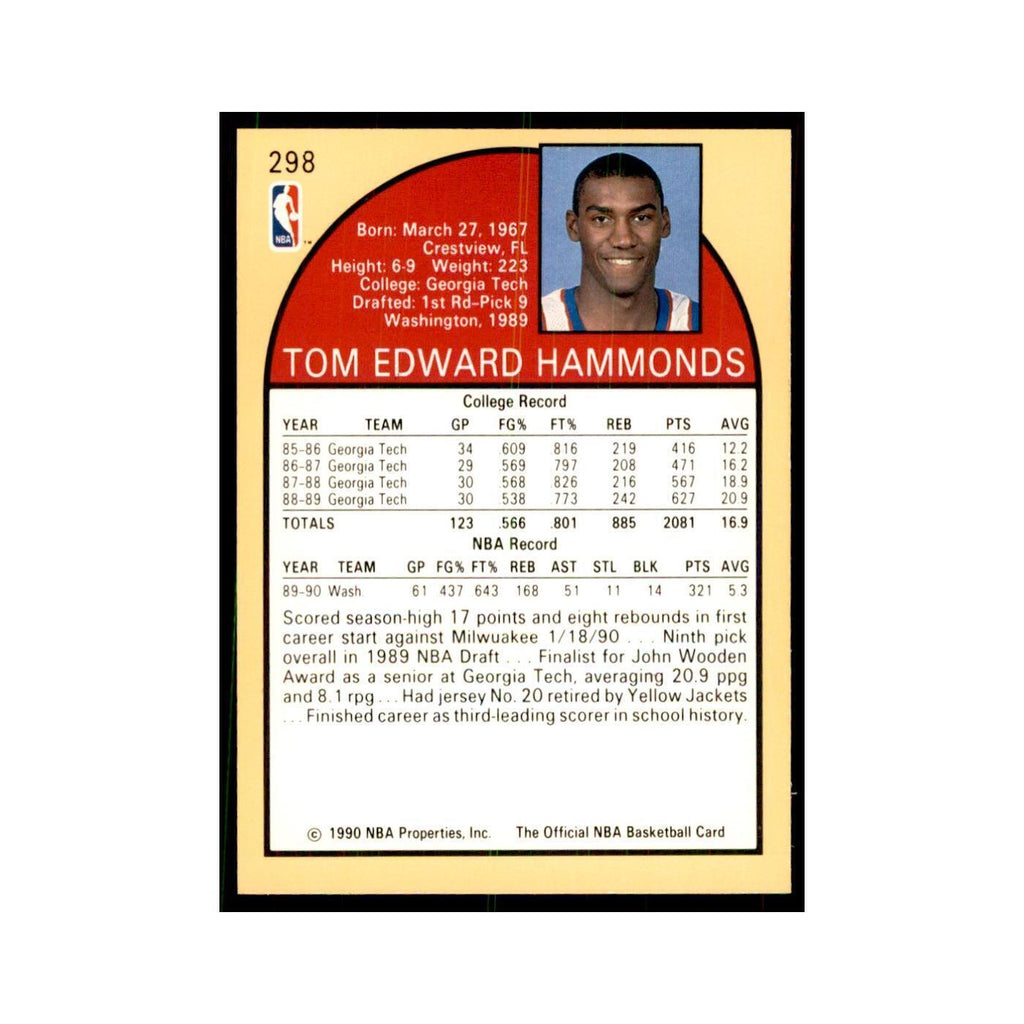 1990 NBA Hoops Tom Hammonds Basketball Cards #298