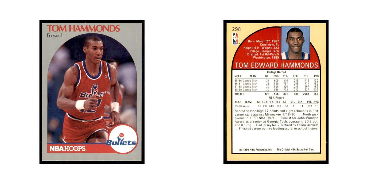 1990 NBA Hoops Tom Hammonds Basketball Cards #298