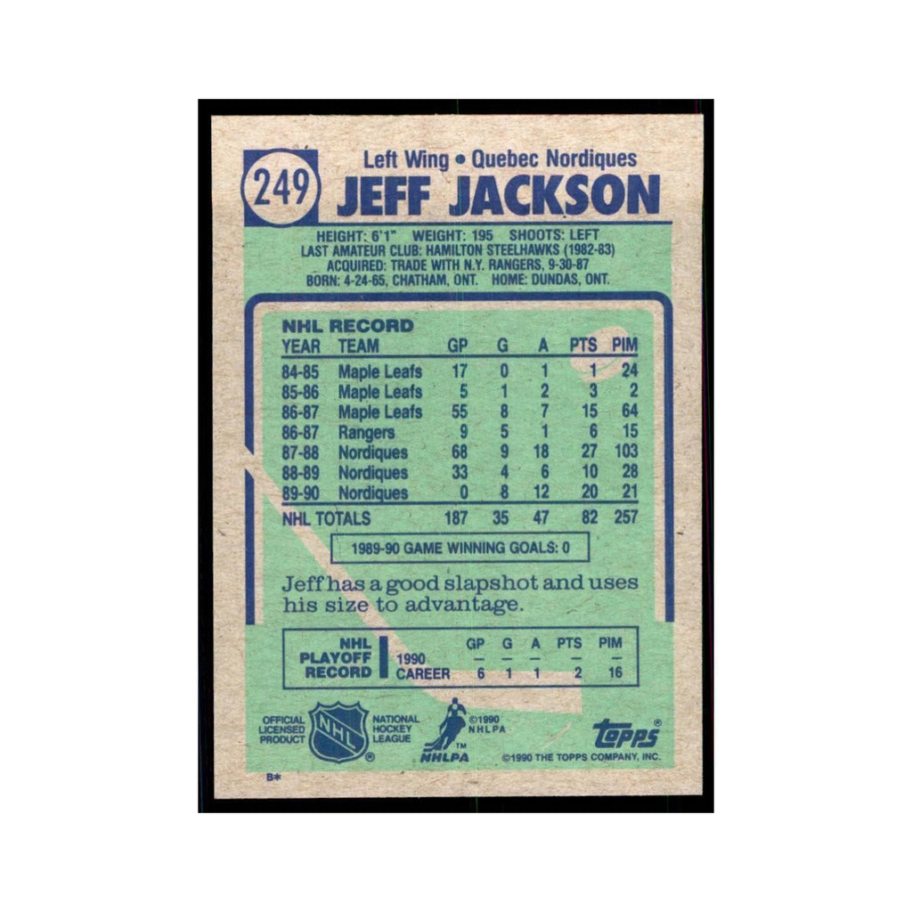 1990 Topps Jeff Jackson Hockey Cards #249