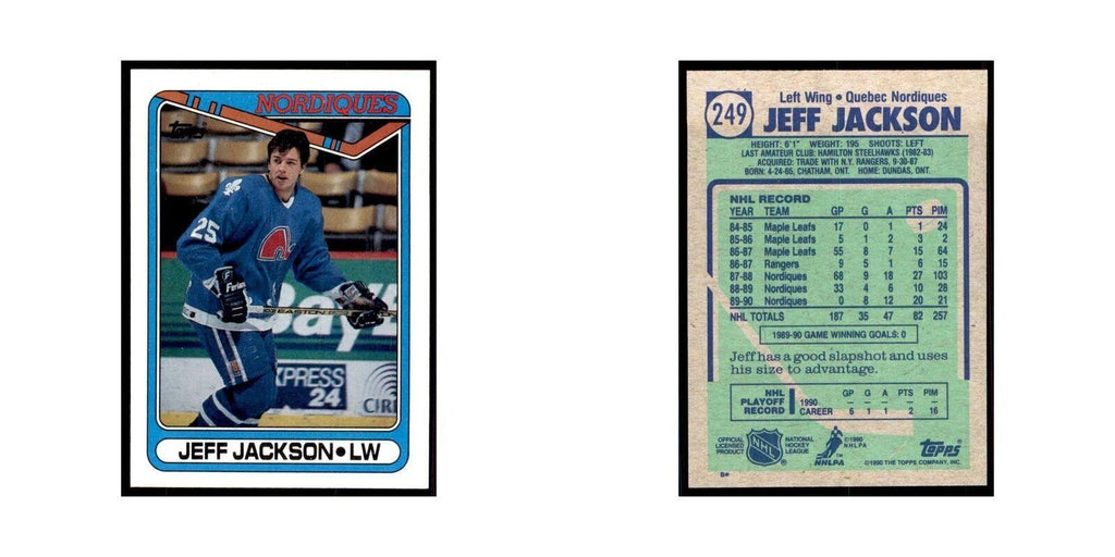 1990 Topps Jeff Jackson Hockey Cards #249
