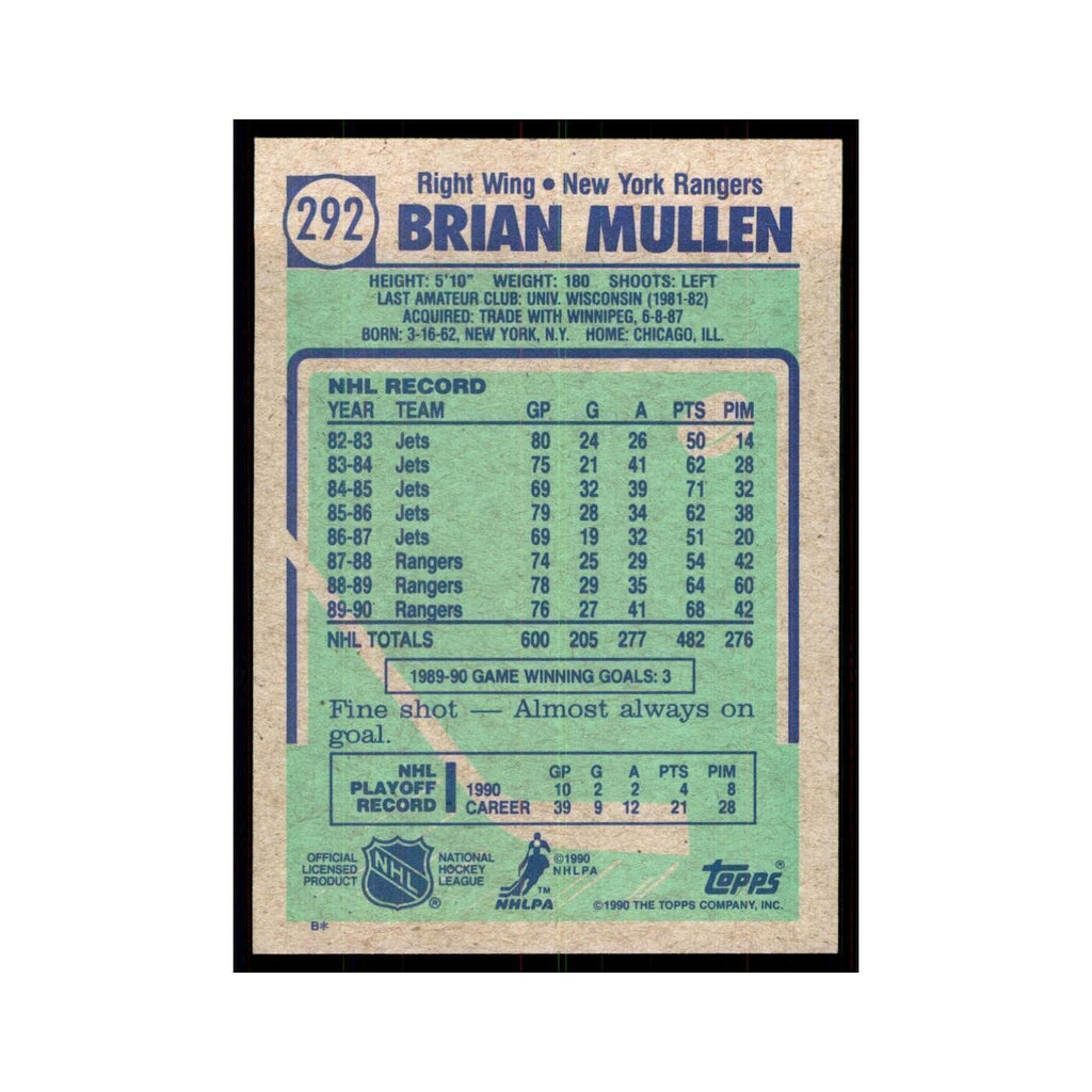 1990 Topps Brian Mullen Hockey Cards #292