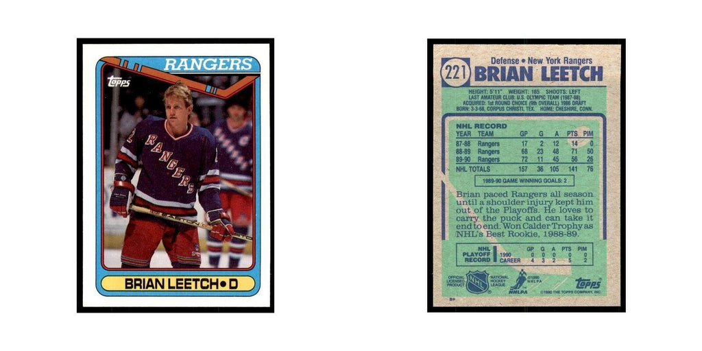 1990 Topps Brian Leetch Hockey Cards #221