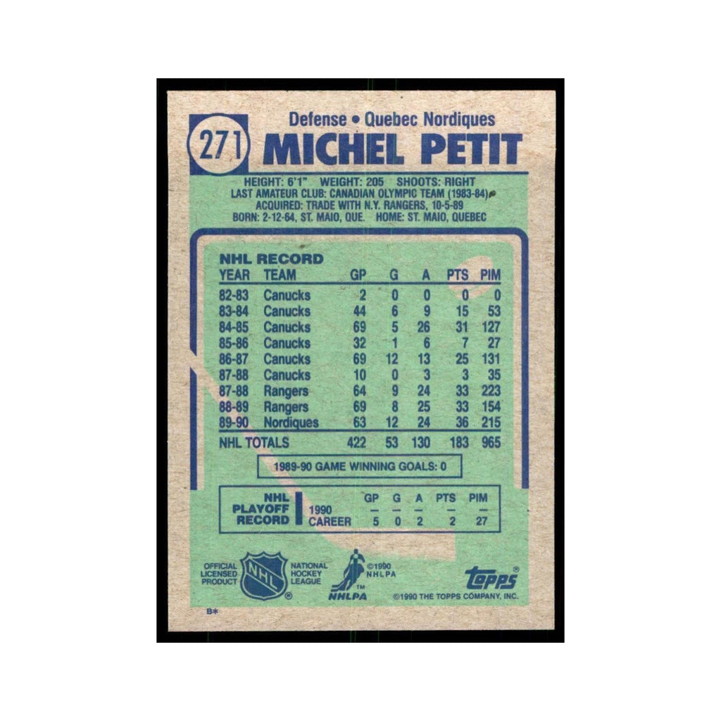 1990 Topps Michel Petit Hockey Cards #271