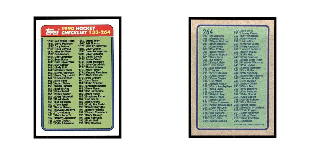 1990 Topps Checklist 133-264 Hockey Cards #264