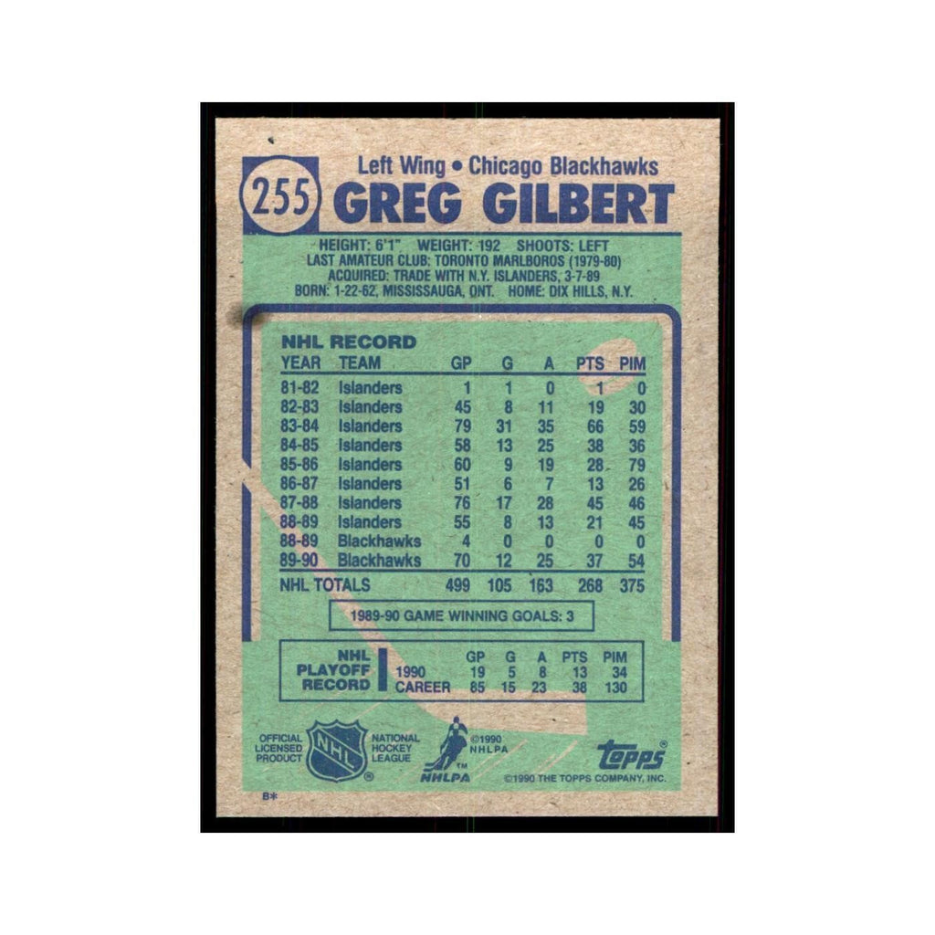 1990 Topps Greg Gilbert Hockey Cards #255