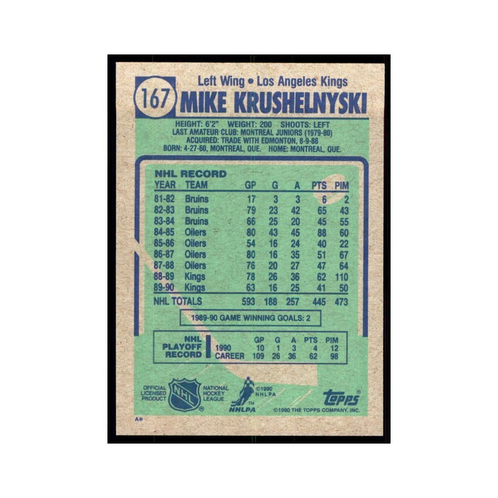 1990 Topps Mike Krushelnyski Hockey Cards #167