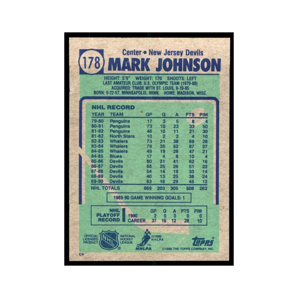 1990 Topps Mark Johnson Hockey Cards #178