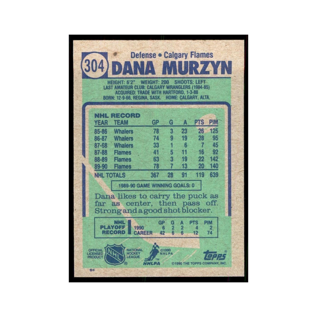 1990 Topps Dana Murzyn Hockey Cards #304
