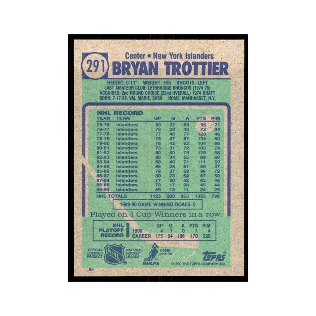 1990 Topps Bryan Trottier Hockey Cards #291