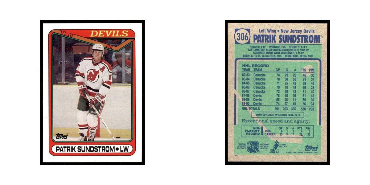1990 Topps Patrik Sundstrom Hockey Cards #306