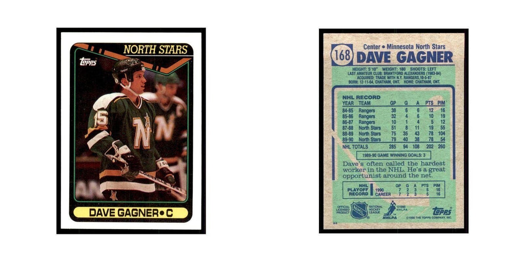 1990 Topps Dave Gagner Hockey Cards #168