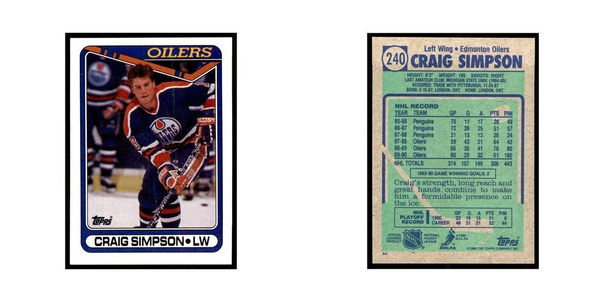 1990 Topps Craig Simpson Hockey Cards #240