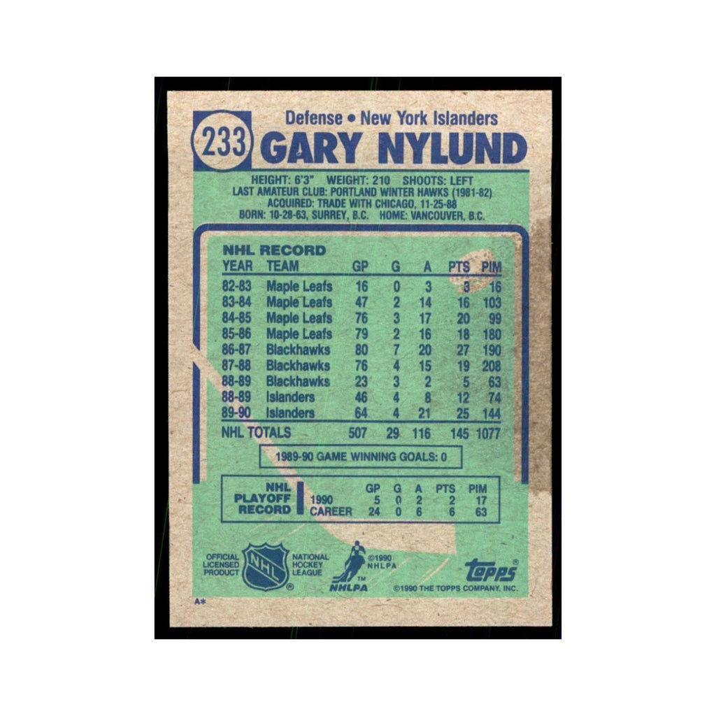 1990 Topps Gary Nylund Hockey Cards #233
