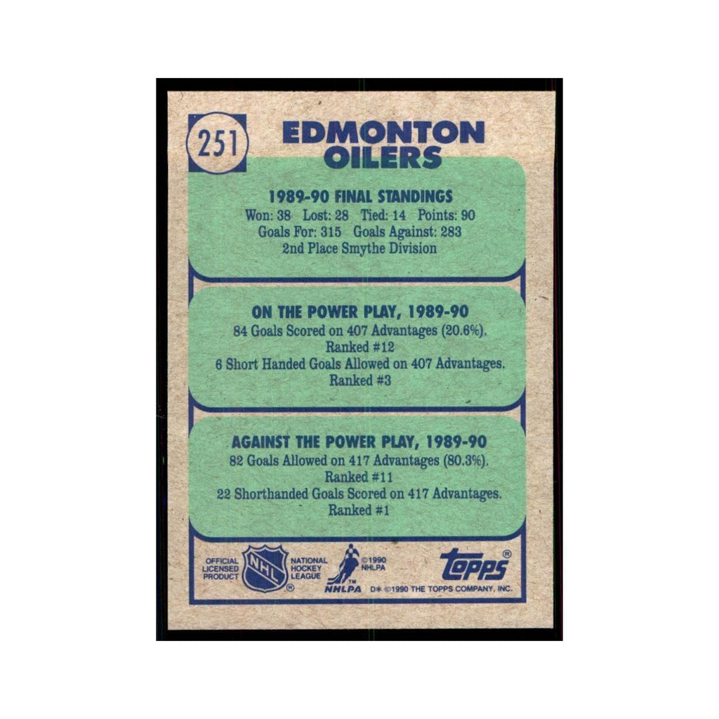 1990 Topps Edmonton OIlers Hockey Cards #251