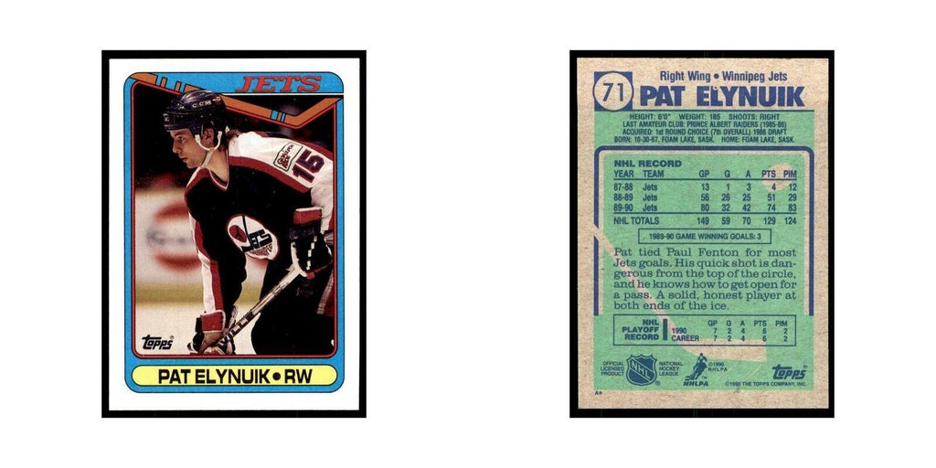 1990 Topps Pat Elynuik Hockey Cards #71