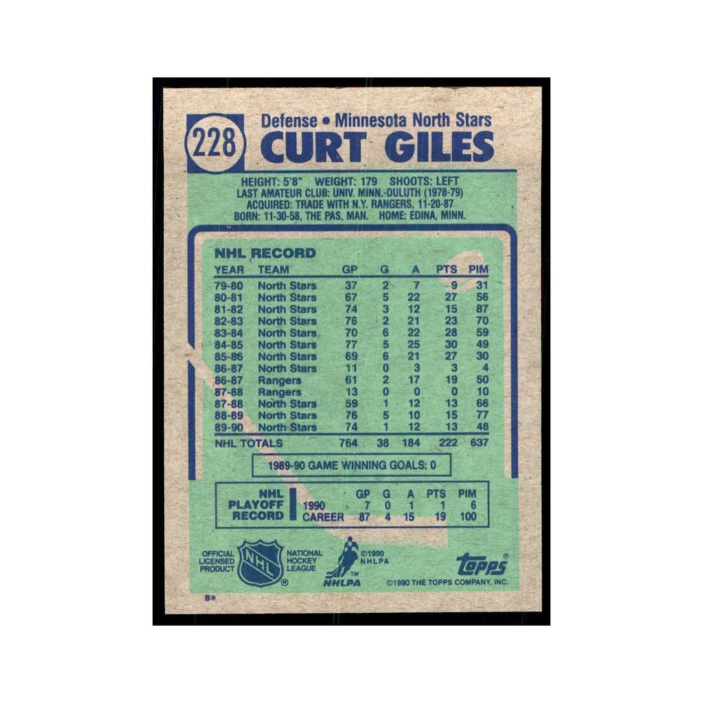 1990 Topps Curt Giles Hockey Cards #228