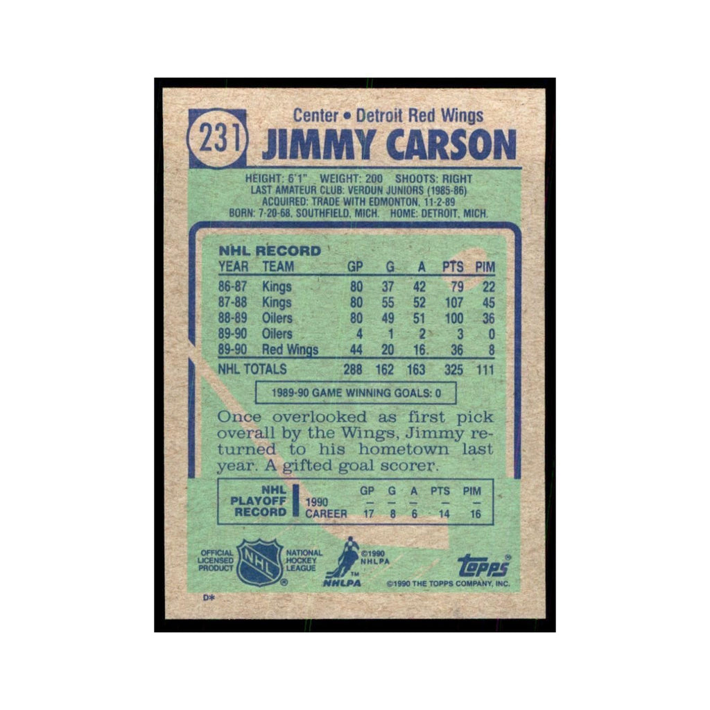 1990 Topps Jimmy Carson Hockey Cards #231