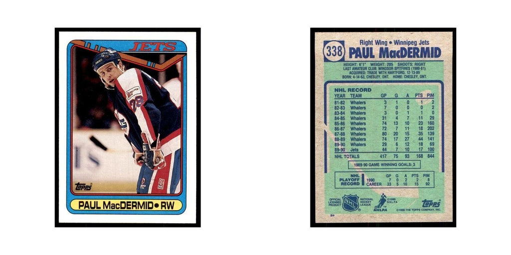 1990 Topps Paul MacDermid Hockey Cards #338