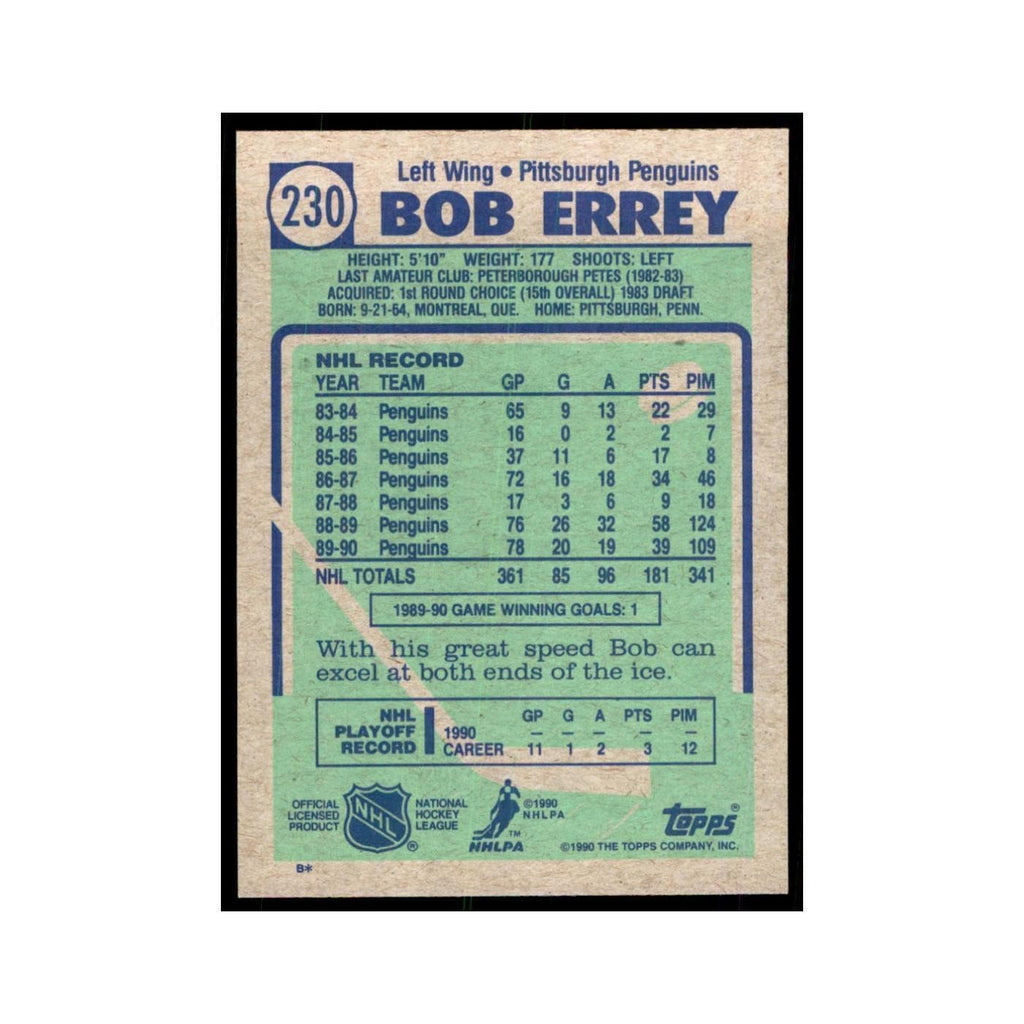 1990 Topps Bob Errey Hockey Cards #230