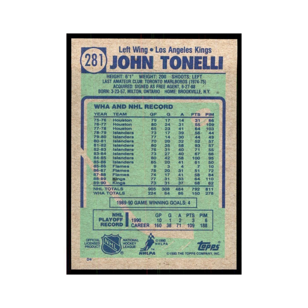 1990 Topps John Tonelli Hockey Cards #281