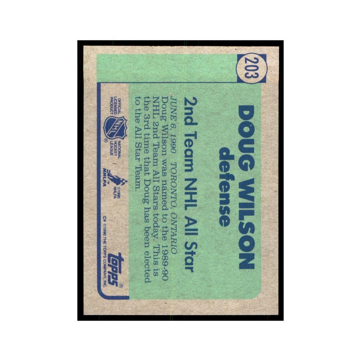 1990 Topps Doug Wilson Hockey Cards #203