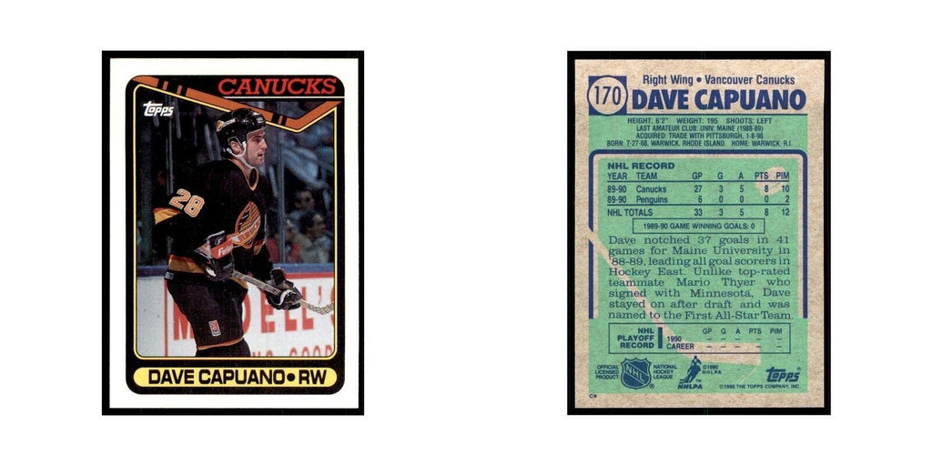 1990 Topps Dave Capuano Hockey Cards #170