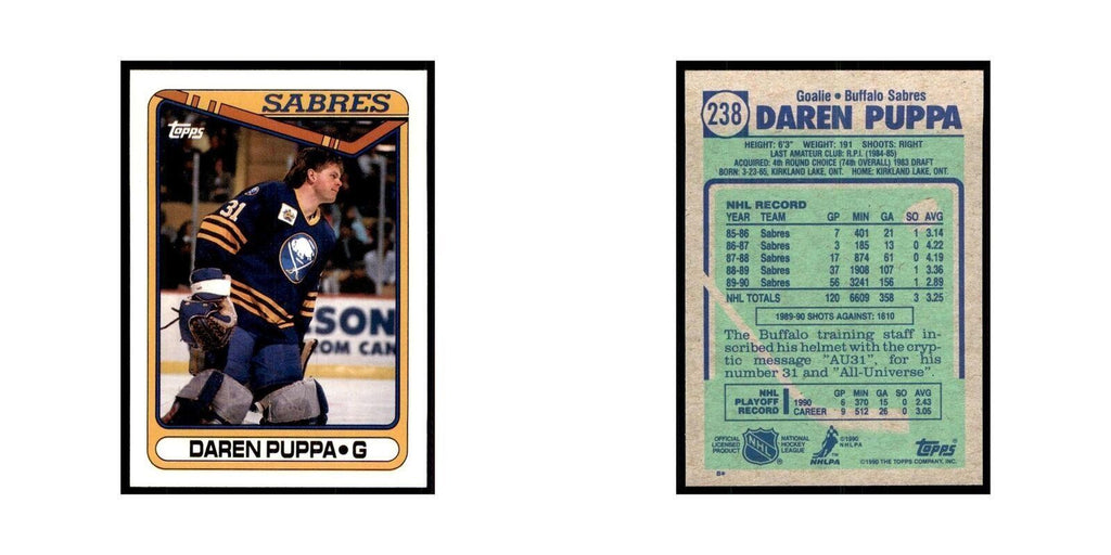 1990 Topps Daren Puppa Hockey Cards #238