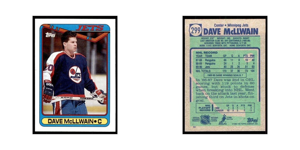 1990 Topps Dave McLlwain Hockey Cards #299