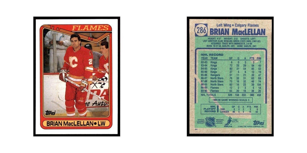 1990 Topps Brian MacLellan Hockey Cards #286