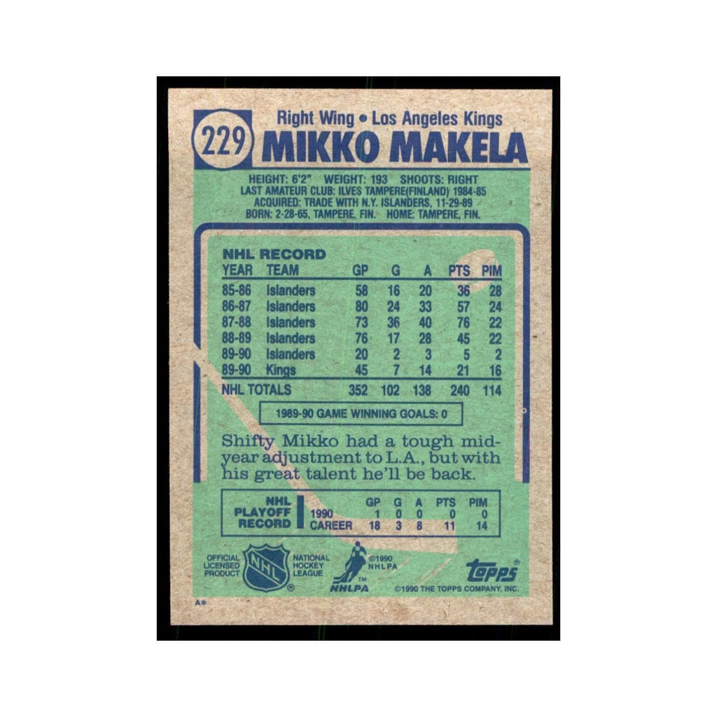 1990 Topps Mikko Makela Hockey Cards #229