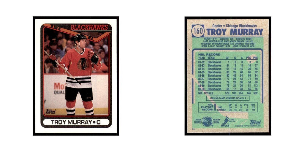 1990 Topps Troy Murray Hockey Cards #160