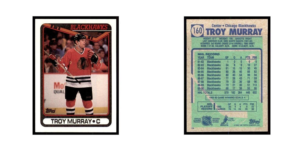 1990 Topps Troy Murray Hockey Cards #160