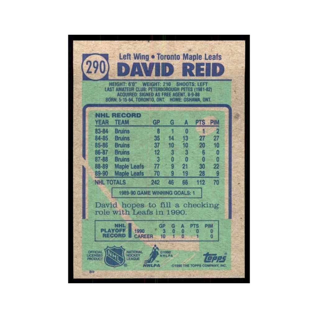 1990 Topps David Reid Hockey Cards #290