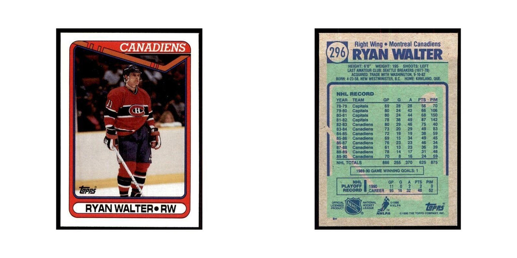 1990 Topps Ryan Walter Hockey Cards #296